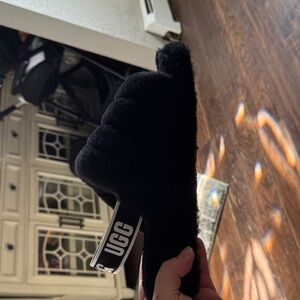 UGG Black fluffy yeah slides